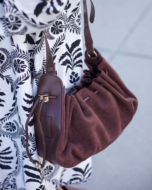 Cinch Bag - Chocolate Suede