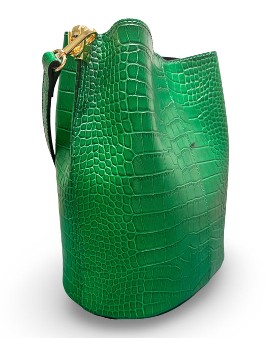 German Fuentes Leather Bucket Bag - Green