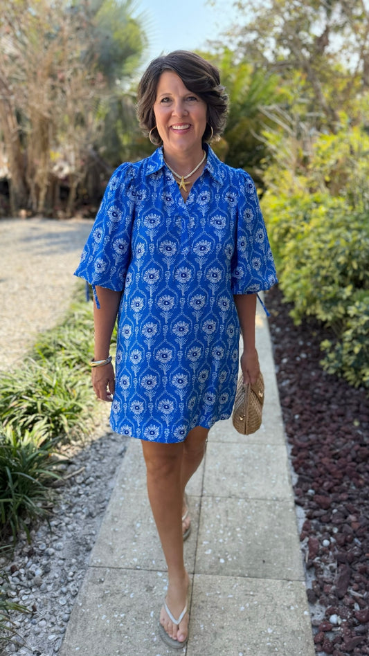 Emmy Floral Dress - Cobalt