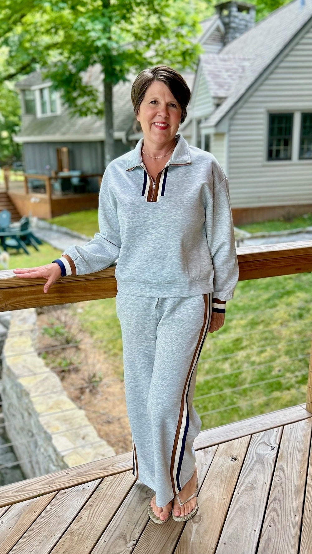 Aaliyah Leisure Quarter Zip - Heather Gray