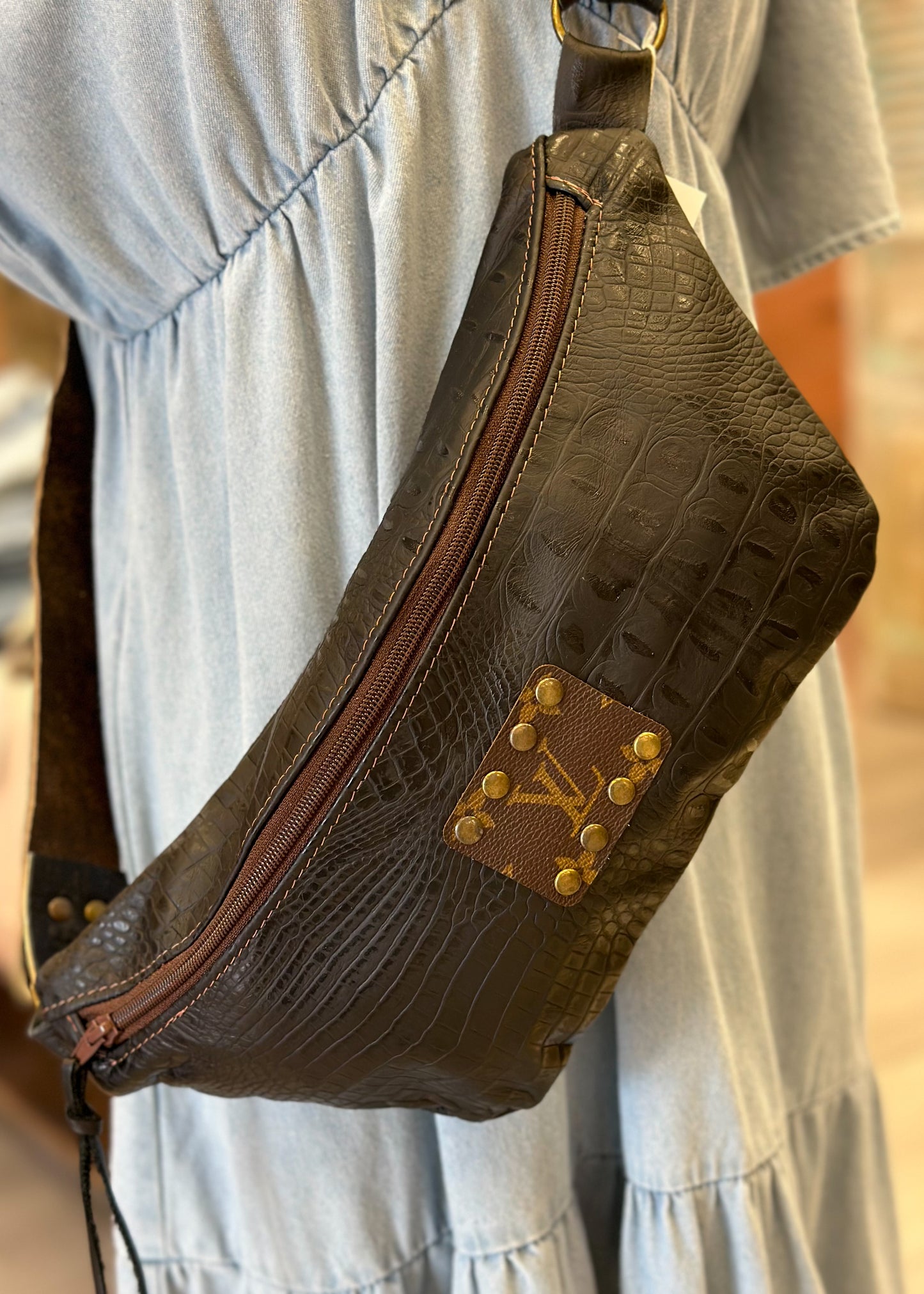 Leather Goods Belted Sling Bag Chocolate