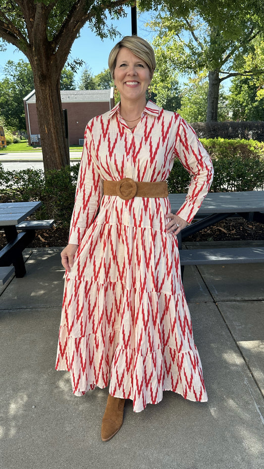 Guadalupe Savannah Stripe Dress - Red