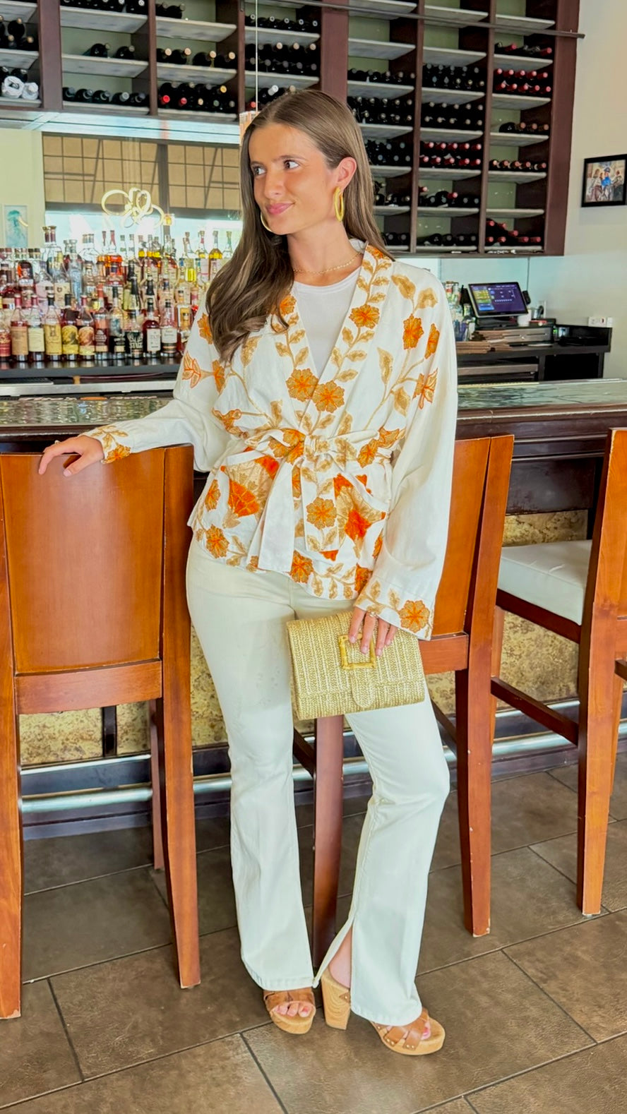 Nicole Kimono Top - Cream Multi