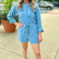 Bobi Cotton Rolled Sleeve Romper - River