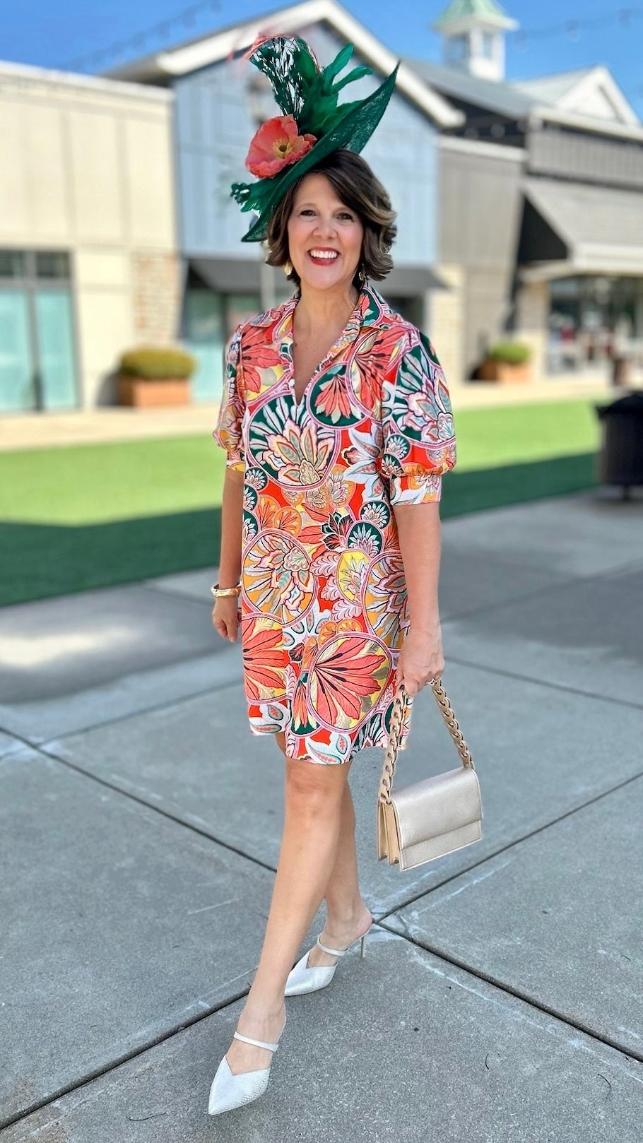 Jude Connally Emerson Stained Glass Dress - Coral