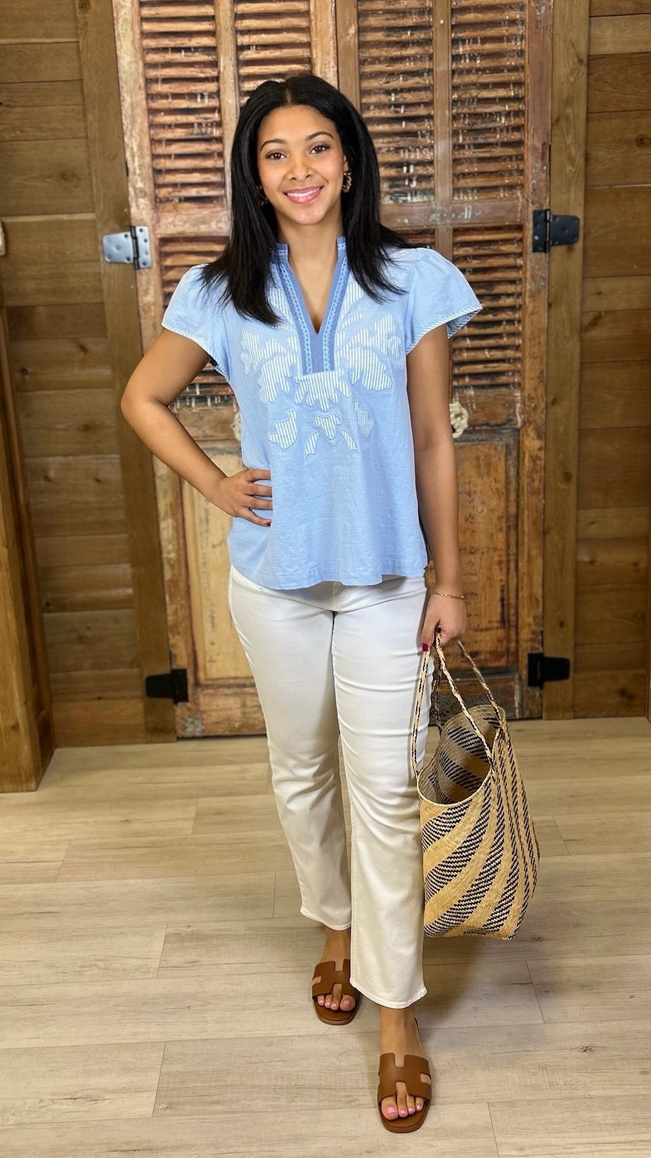 Logan Abstract Top - Light Blue