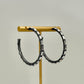 Baguette Bead Open Hoop Earrings - Hematite