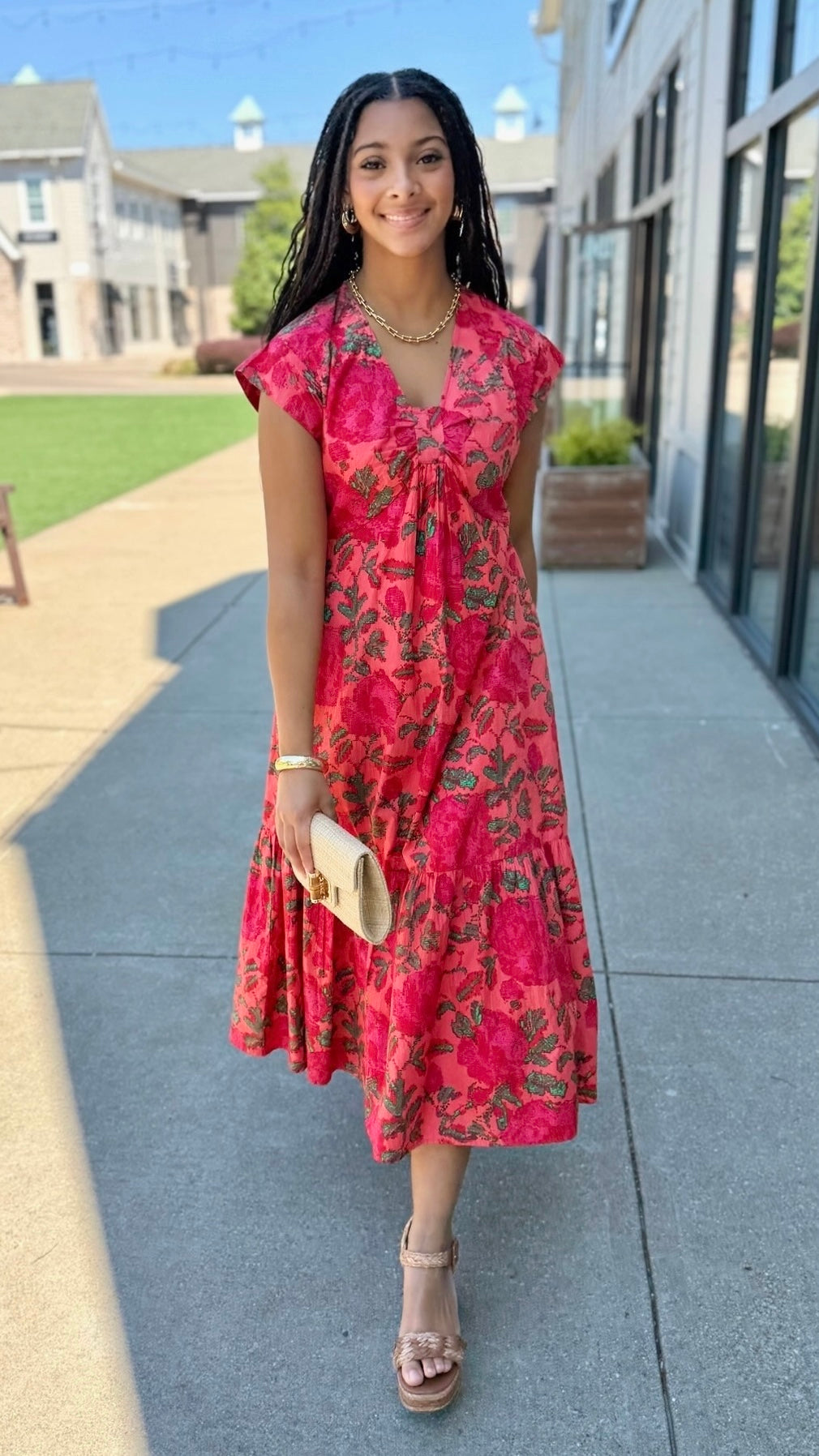 Uncle Frank Midi Dress - Coral