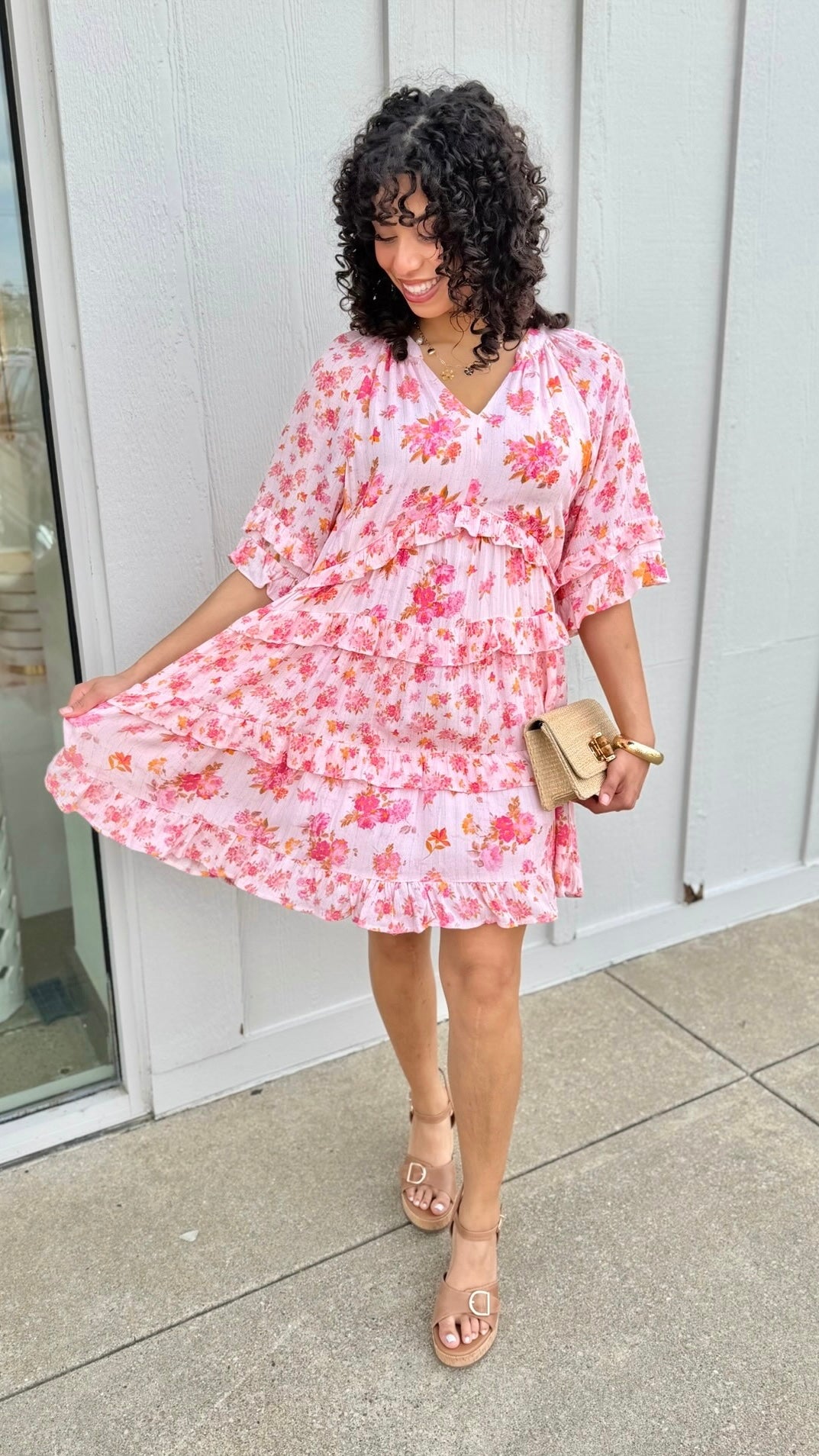 Angie Ruffle Dress - Pink