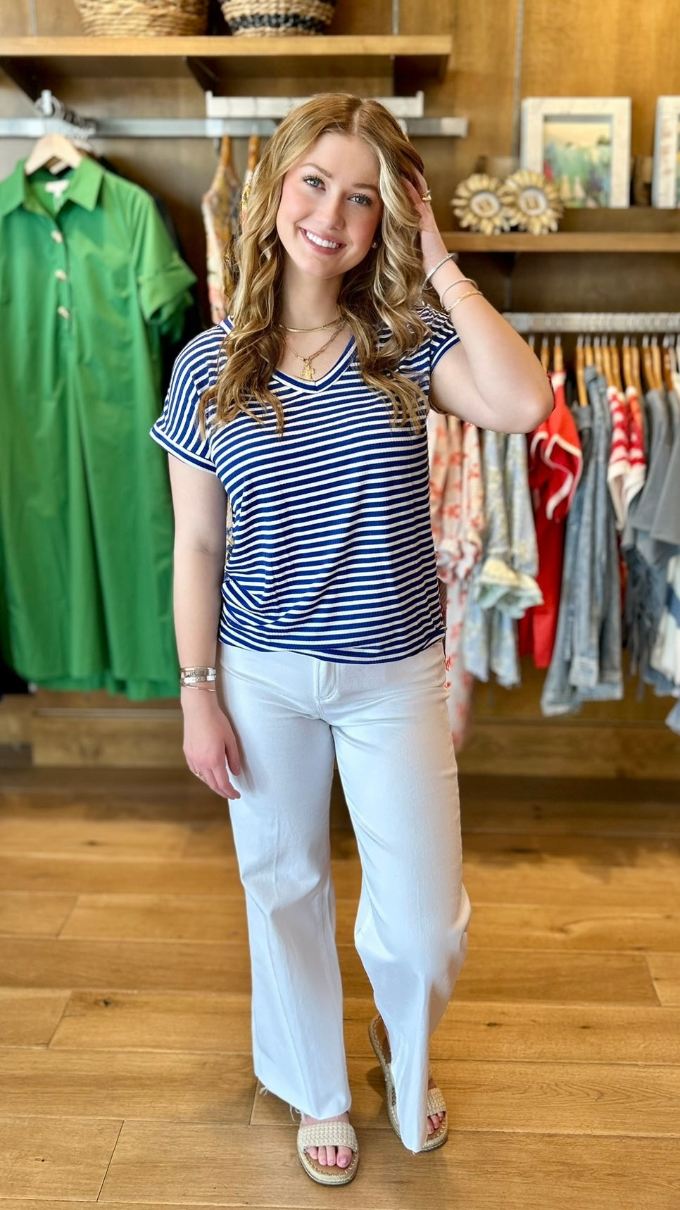 Delilah Striped Top - Royal Blue