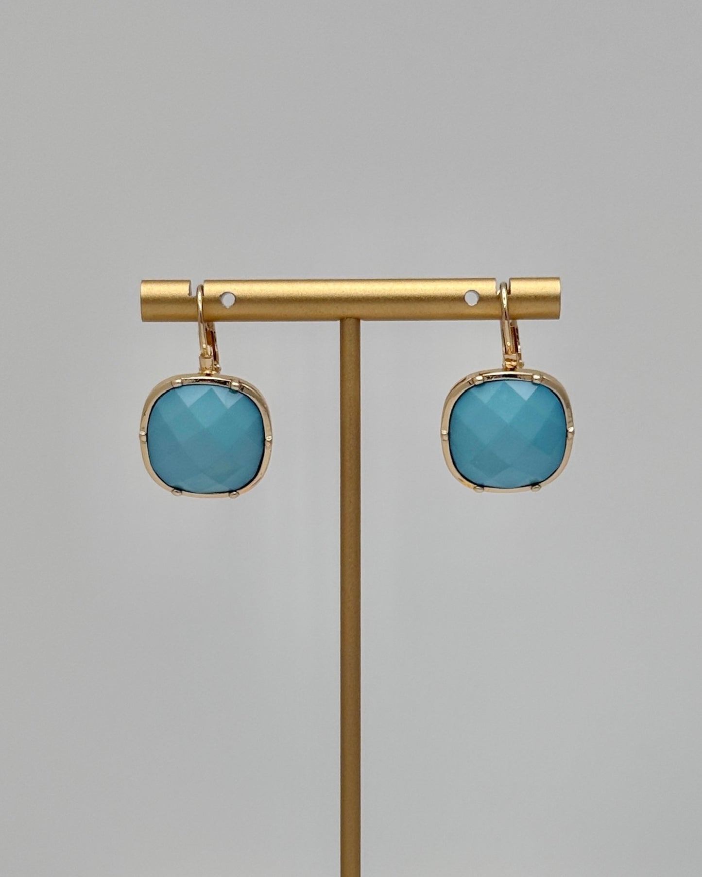 Faceted Stone Earrings - Turquoise