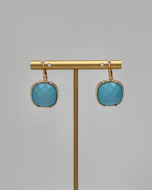 Faceted Stone Earrings - Turquoise