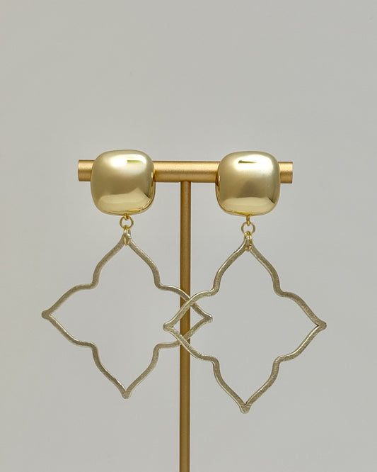 Gold Quatrefoil Drop Earrings