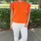 Flutter Sleeve Sweater Top - Orange