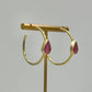 Vibrant Pink Teardrop Crystal Hoop Earrings