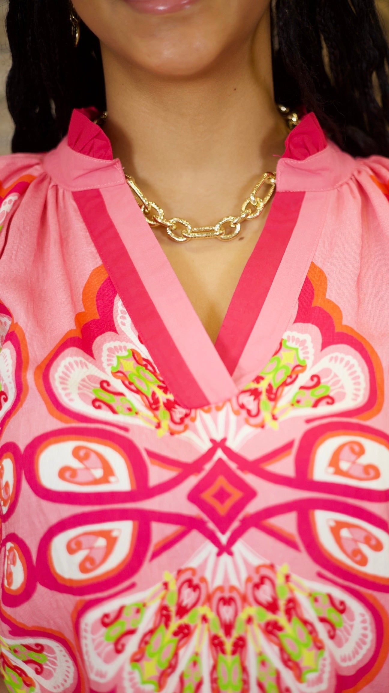 Isla Floral Top - Fuchsia