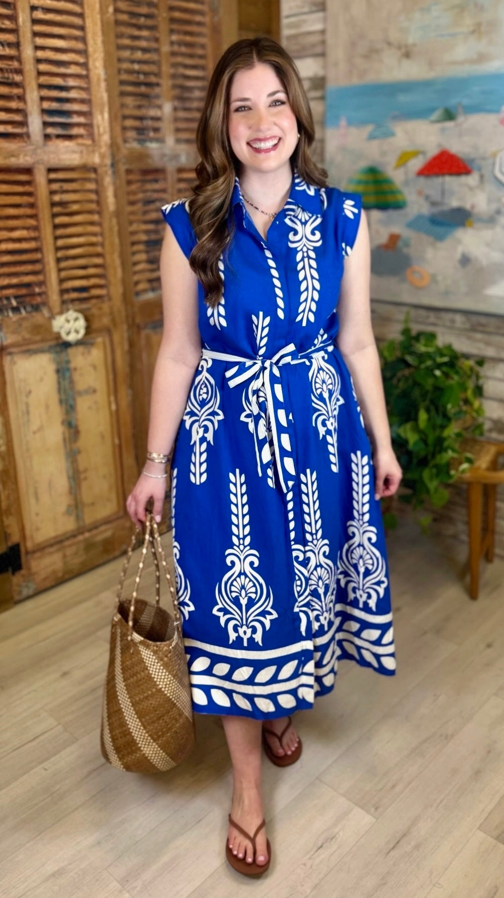 Rita Fleur De Lis Belted Dress - Royal