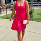 Madison Color Block Mini Dress - Red/Magenta