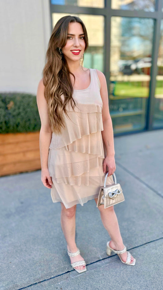 Isle Annie Ruffle Dress - Champagne