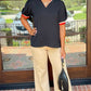 Andrea Black V Neck Top