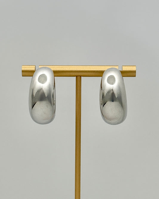 Puffed Silver Hoop Earrings