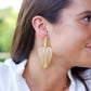 Comb Patterned Leaf Earrings - Gold