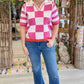 Chelsea Checkered Top - Hot Pink