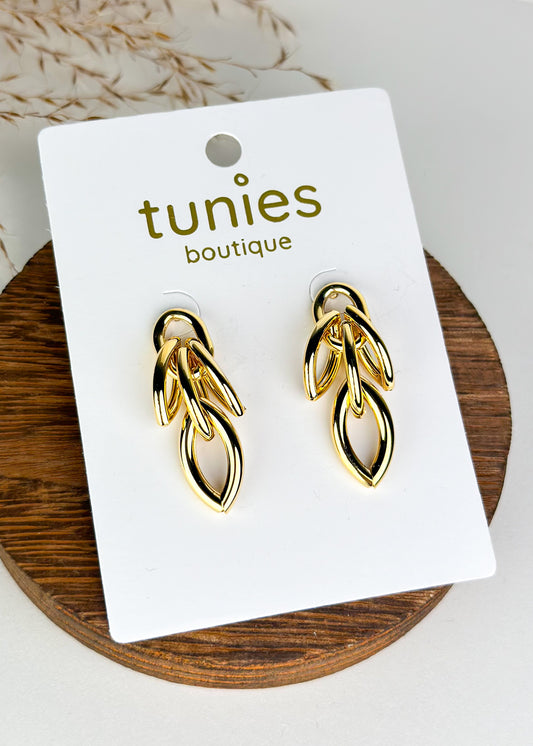 Marquis Link Earrings - Gold