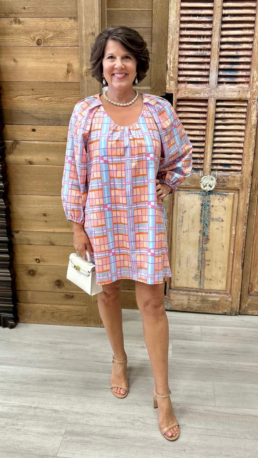 Uncle Frank Big Roses Dress - Plaid