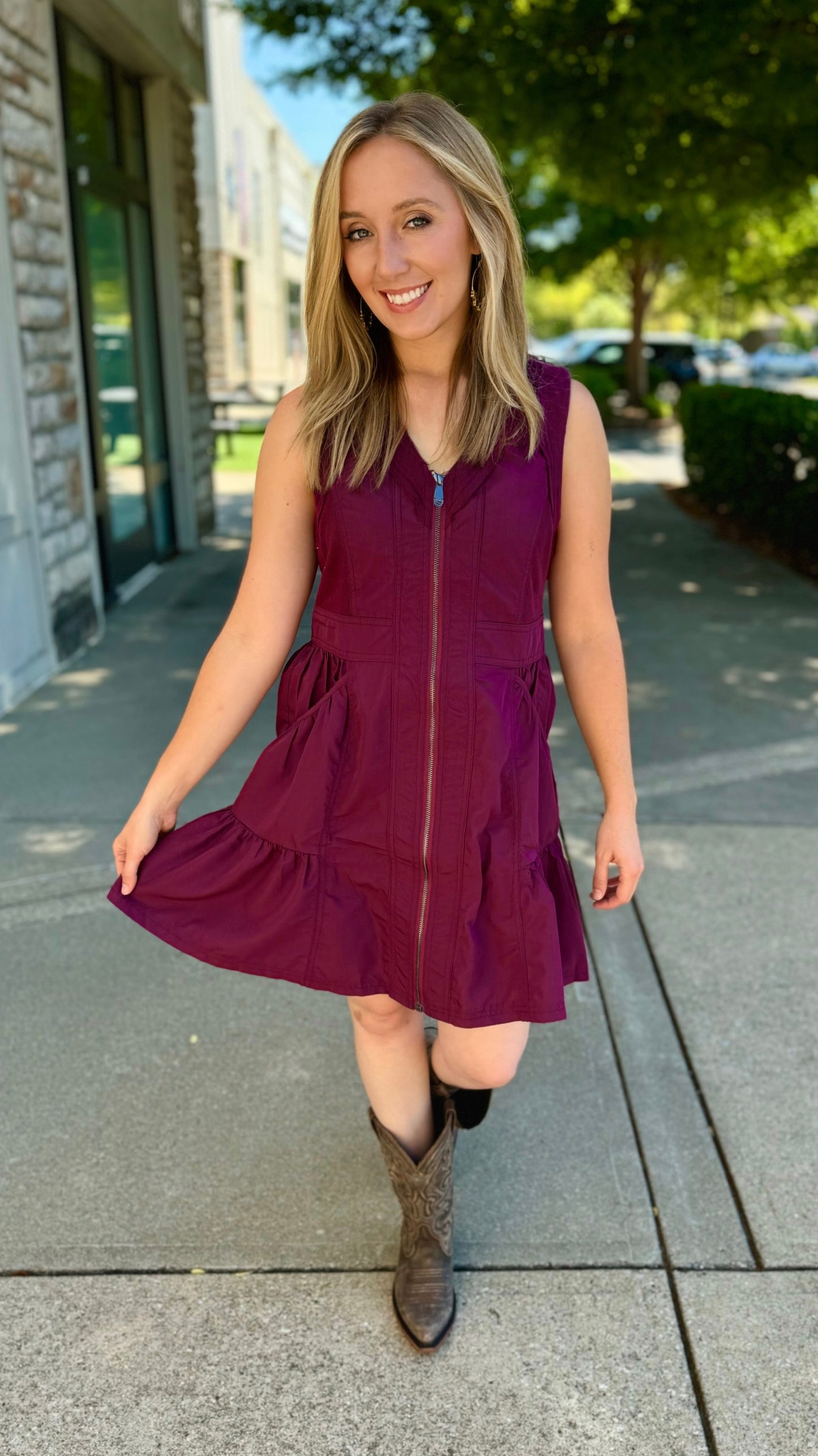 Zip Mini Dress - Plum