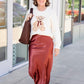 Sierra Satin Long Skirt - Burgundy