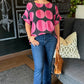 Avela Dot Mix Top - Black & Pink