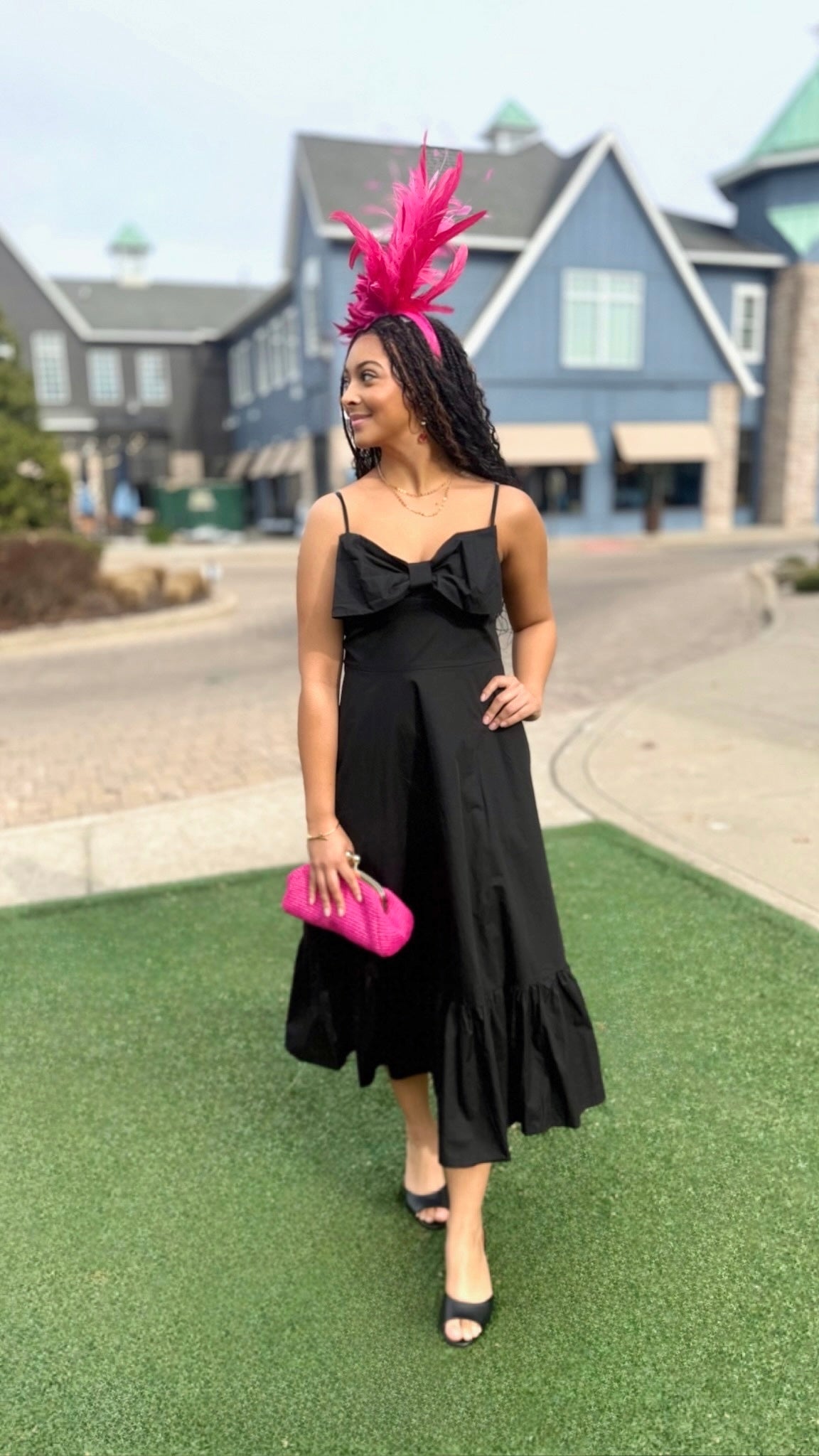 Millie Bow Midi Dress - Black