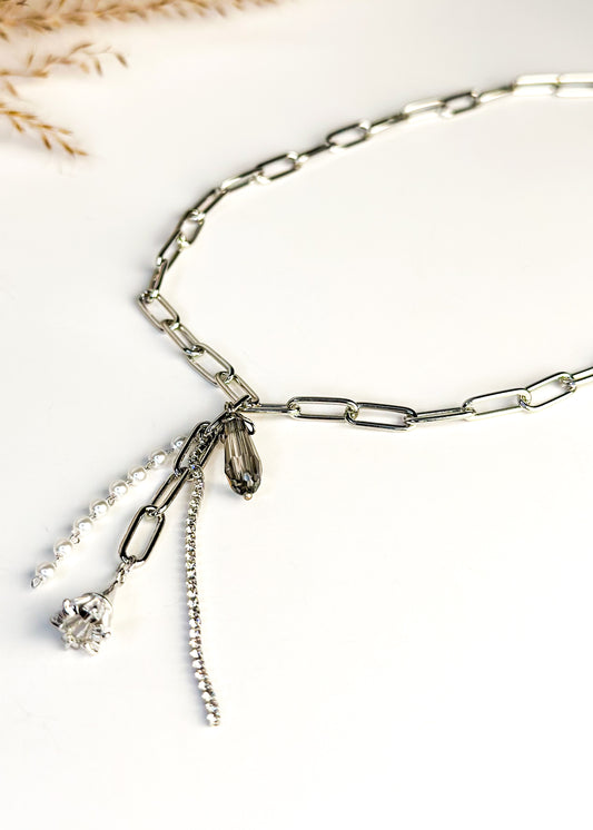Silver Chain Link Charm Necklace