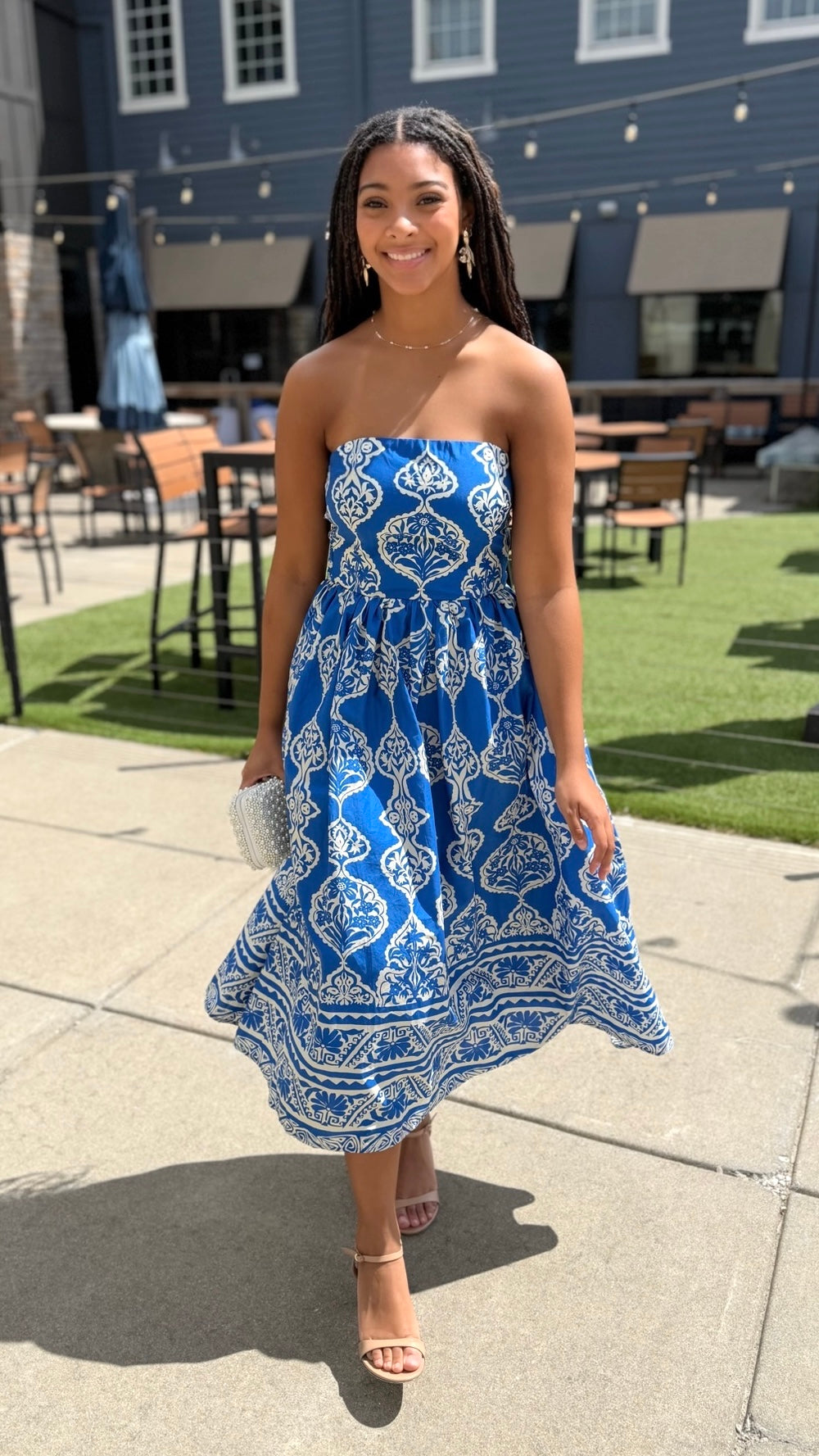 Lola Abstract Dress - Royal Blue
