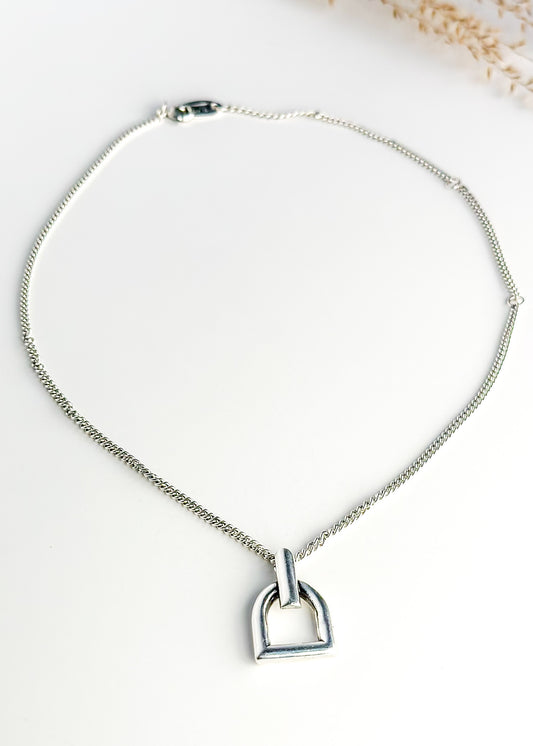 CXC White Gold Plated Horse Bit Chain Necklace