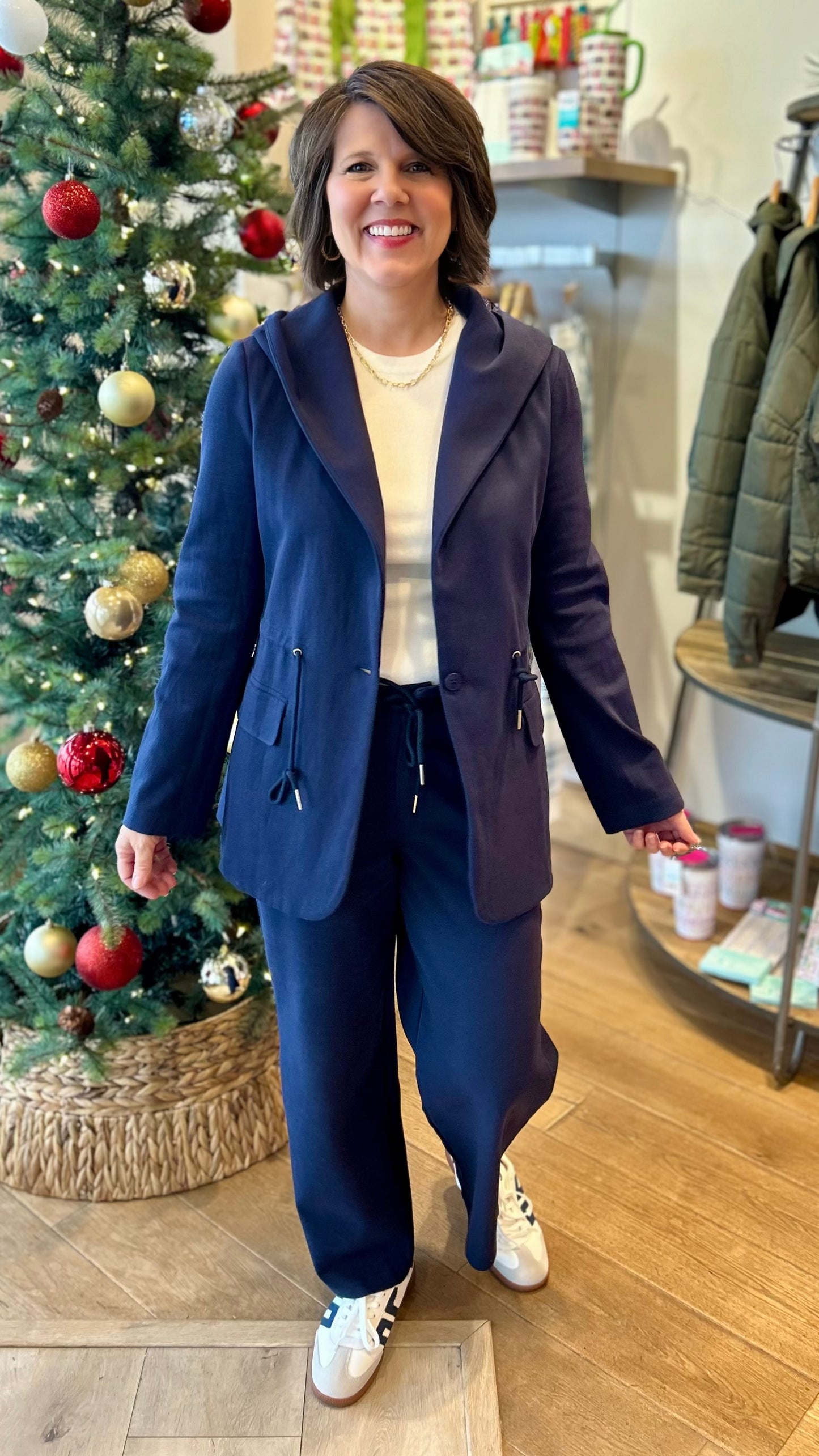 Amanda Cinch Waist Jacket - Navy