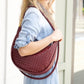 Burgundy Woven Hobo Bag