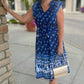 Amelia Navy Abstract Midi Dress