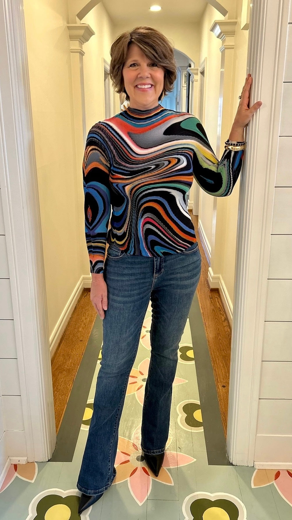 Emily Oil Paint 3D Honeycomb Top - Multi