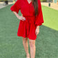 Vibrant Red Shirt Dress - Red