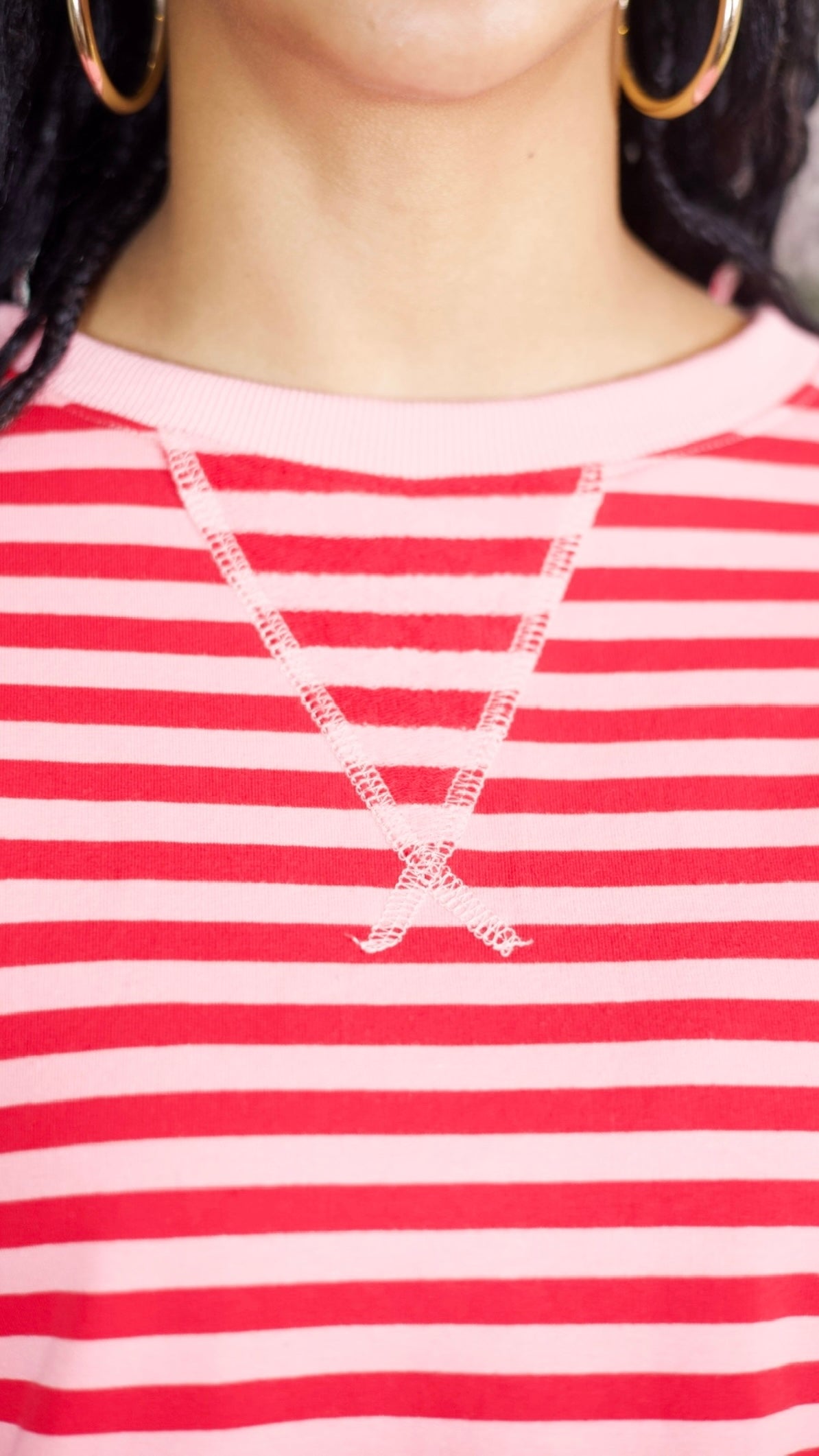 Calla Striped Pullover - Red/Pink