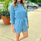 Bobi Cotton Rolled Sleeve Romper - River