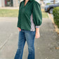 Collared Quilted Prep Stripe Top - Hunter