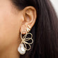 Flower Fan & Pearl Earrings