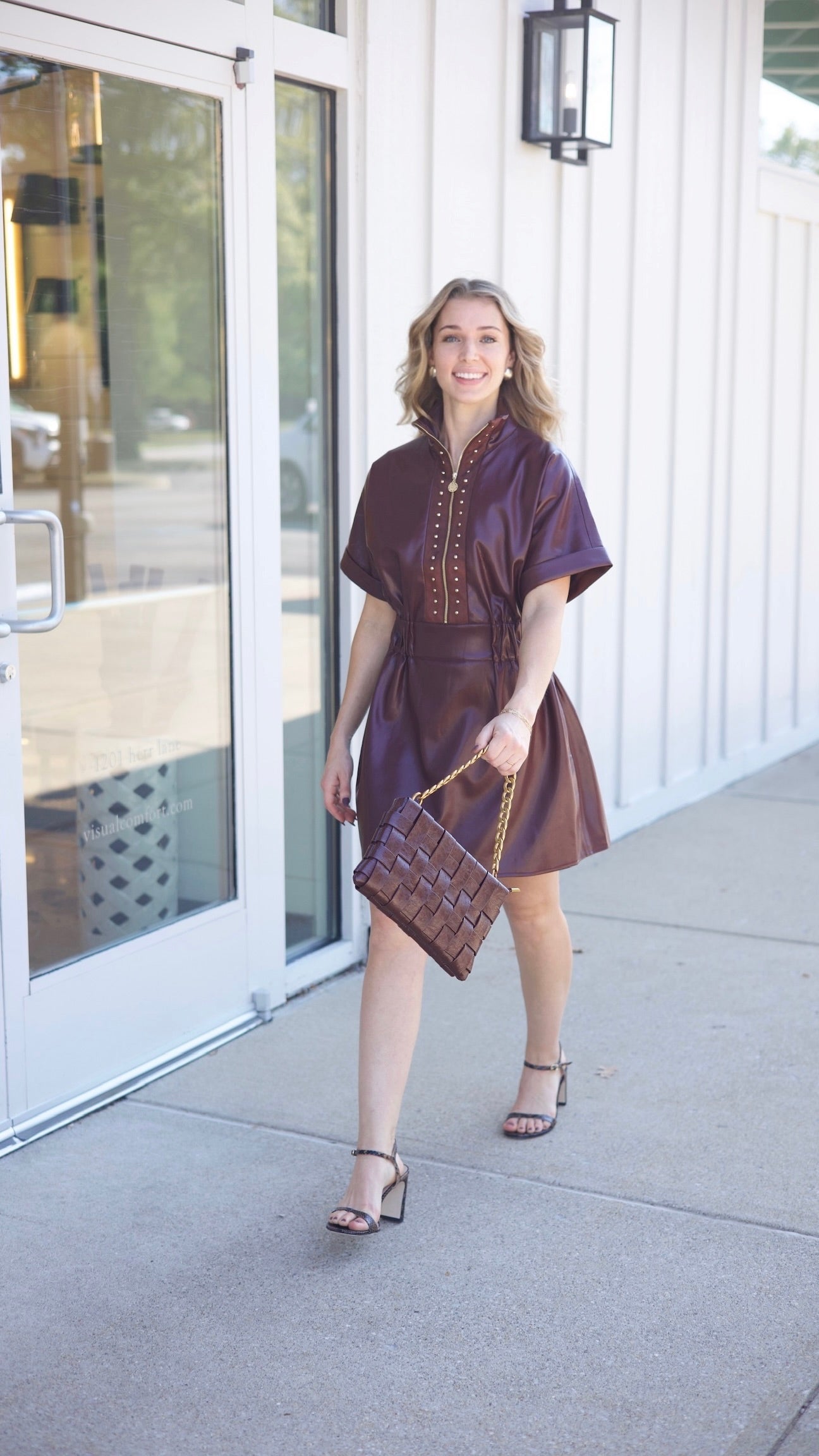 Emily McCarthy Chocolate Faux Leather Dress