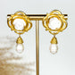 Susan Shaw White Rose & Pearl Drop Earrings