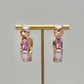 Glass Stone Hoops - Pink Multi