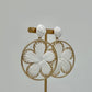 Raffia Flower Earrings - White