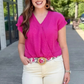 Michael Stars Evie Faux Wrap Top - Fuchsia